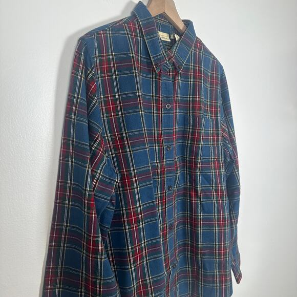 L.L. Bean Mens Button-Up Long Sleeve Blue/Red Plaid Flannel Shirt XL Regular - Picture 3 of 7